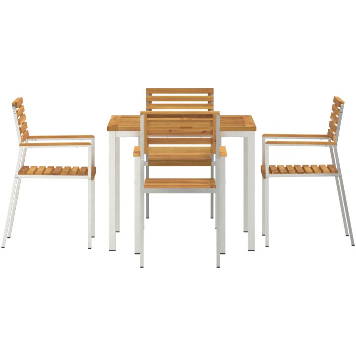 Trädgårdsmöbelset 5 pcs Massivt akaciaträ & rostfritt stål vidaXL 90 x 90 x 75 cm – bild 7