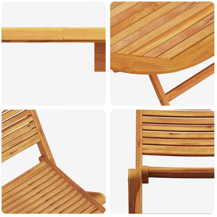 Trädgårdsmöbelset 5 pcs Naturligt trä vidaXL Bord: 110x110x75 cm, stol: 51x66x95 cm – bild 11