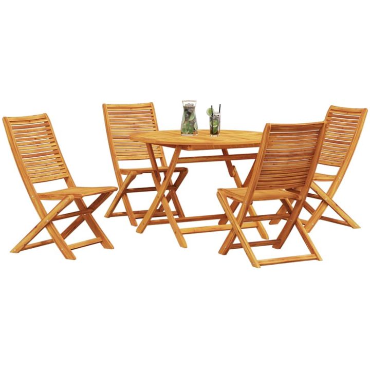 Trädgårdsmöbelset 5 pcs Naturligt trä vidaXL Bord: 110x110x75 cm, stol: 51x66x95 cm – bild 3