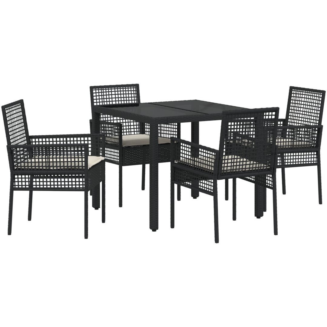 Trädgårdsmöbelset 5 pcs Svart Konstrotting vidaXL 90 x 90 x 75 cm – bild 2