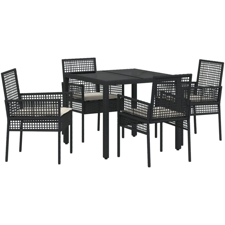 Trädgårdsmöbelset 5 pcs Svart Konstrotting vidaXL 90 x 90 x 75 cm – bild 2