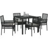 Trädgårdsmöbelset 5 pcs Svart Konstrotting vidaXL 90 x 90 x 75 cm – miniatyr 3