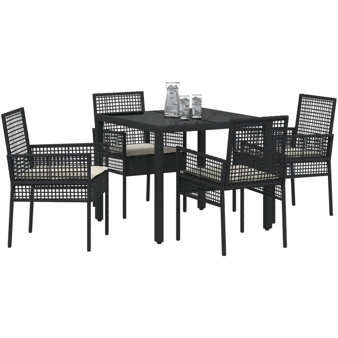Trädgårdsmöbelset 5 pcs Svart Konstrotting vidaXL 90 x 90 x 75 cm – bild 3