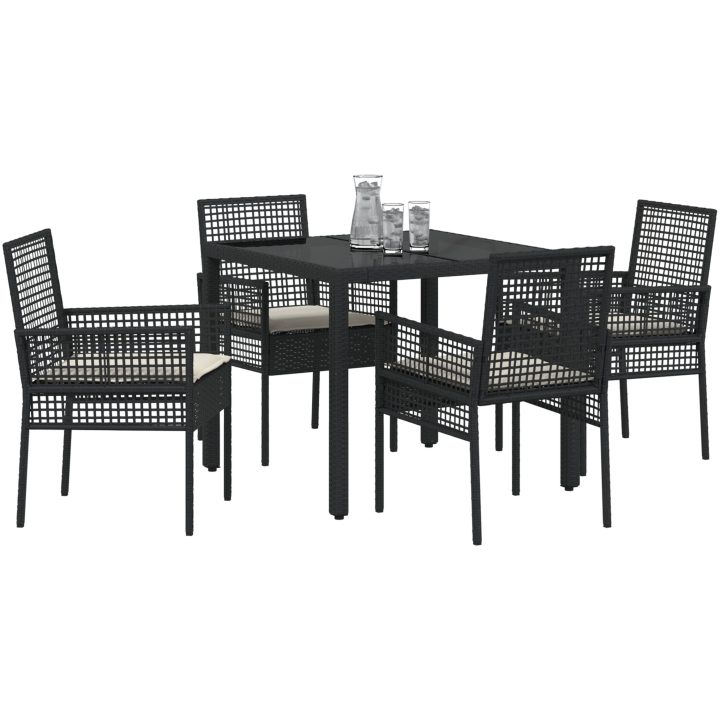 Trädgårdsmöbelset 5 pcs Svart Konstrotting vidaXL 90 x 90 x 75 cm – bild 3