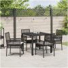 Trädgårdsmöbelset 5 pcs Svart Konstrotting vidaXL 90 x 90 x 75 cm – miniatyr 4