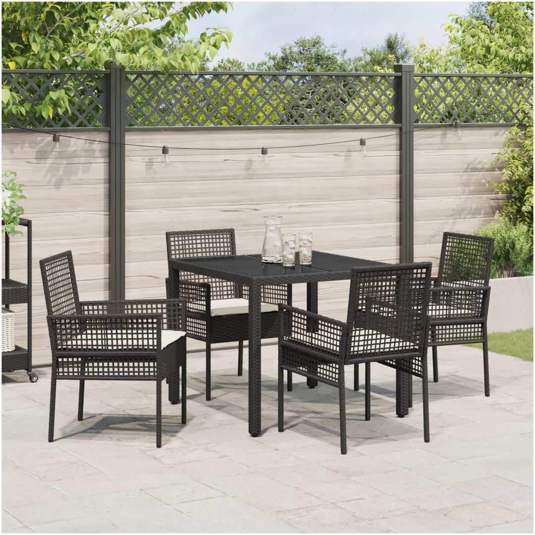 Trädgårdsmöbelset 5 pcs Svart Konstrotting vidaXL 90 x 90 x 75 cm – bild 4
