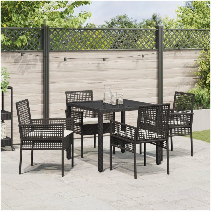 Trädgårdsmöbelset 5 pcs Svart Konstrotting vidaXL 90 x 90 x 75 cm – bild 4
