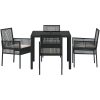 Trädgårdsmöbelset 5 pcs Svart Konstrotting vidaXL 90 x 90 x 75 cm – miniatyr 7