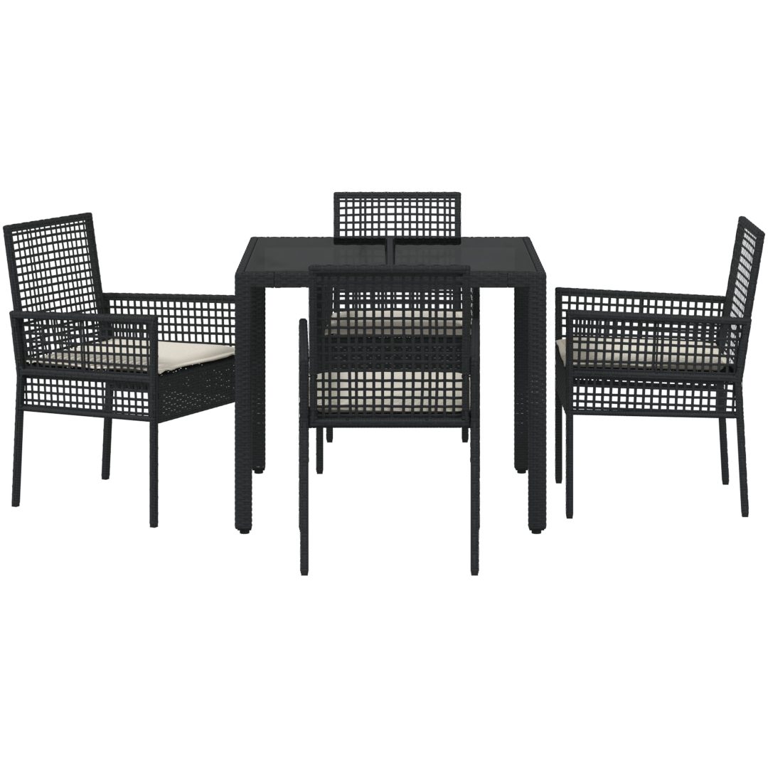 Trädgårdsmöbelset 5 pcs Svart Konstrotting vidaXL 90 x 90 x 75 cm – bild 7