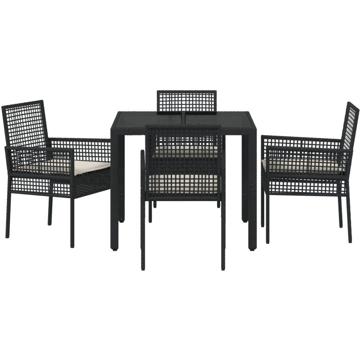 Trädgårdsmöbelset 5 pcs Svart Konstrotting vidaXL 90 x 90 x 75 cm – bild 7
