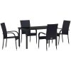 Trädgårdsmöbelset 5 pcs Svart PE Rattan vidaXL 140 x 70 x 73 cm – miniatyr 2