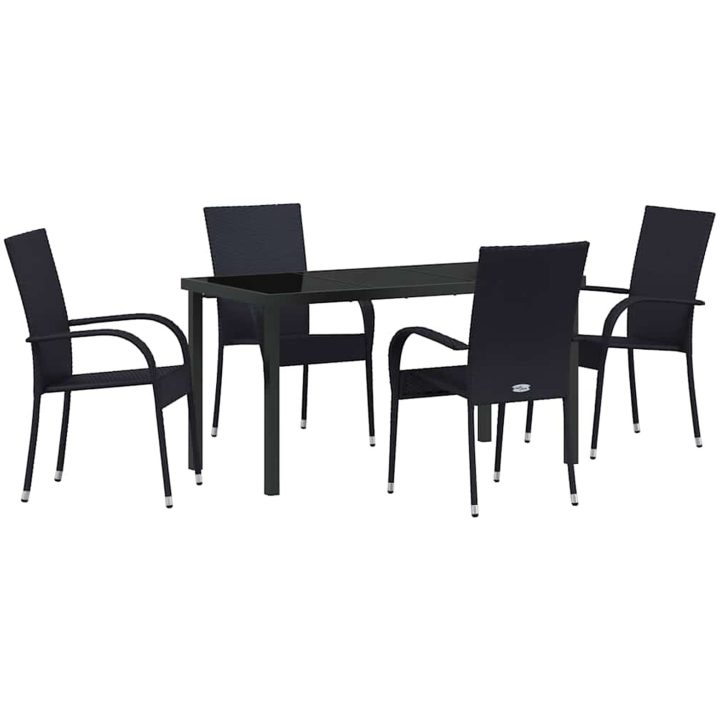 Trädgårdsmöbelset 5 pcs Svart PE Rattan vidaXL 140 x 70 x 73 cm – bild 2
