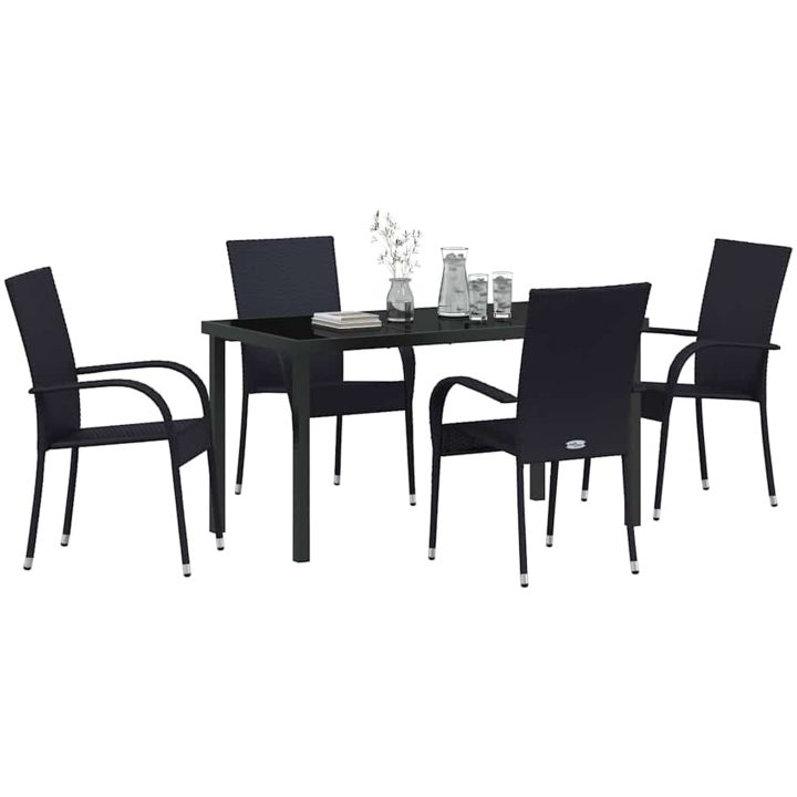 Trädgårdsmöbelset 5 pcs Svart PE Rattan vidaXL 140 x 70 x 73 cm – bild 3