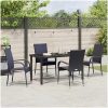 Trädgårdsmöbelset 5 pcs Svart PE Rattan vidaXL 140 x 70 x 73 cm – miniatyr 4