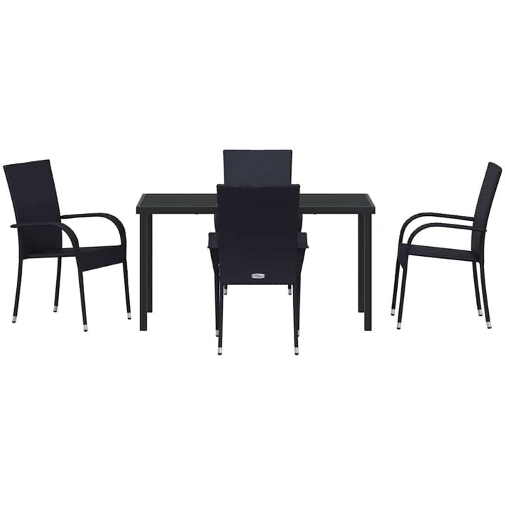Trädgårdsmöbelset 5 pcs Svart PE Rattan vidaXL 140 x 70 x 73 cm – bild 6