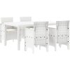 Trädgårdsmöbelset 5 pcs Vit Plast rattan vidaXL 150 x 100 x 73 cm – miniatyr 2