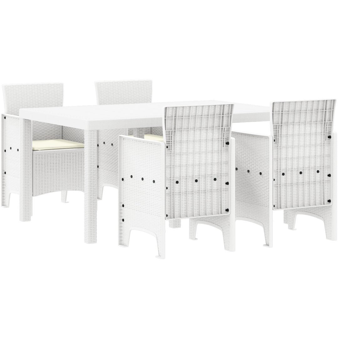 Trädgårdsmöbelset 5 pcs Vit Plast rattan vidaXL 150 x 100 x 73 cm – bild 2