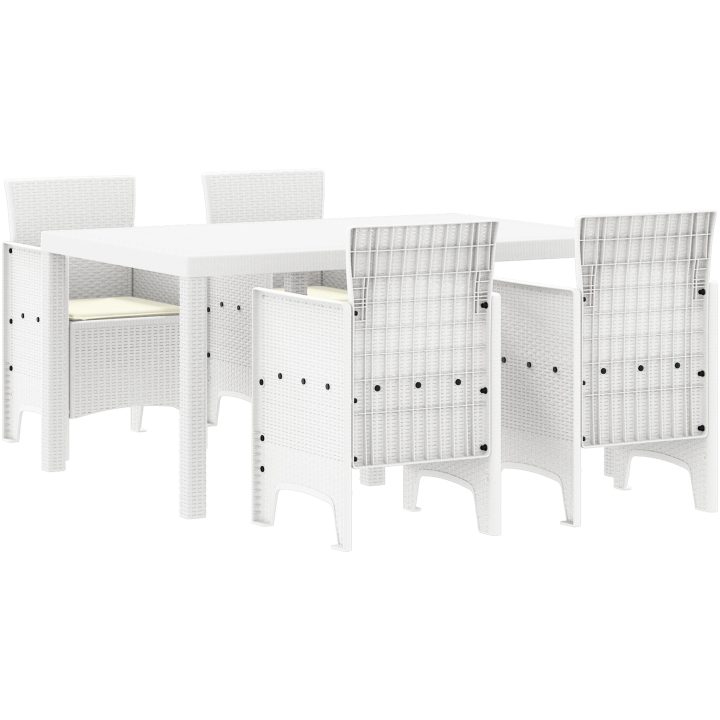 Trädgårdsmöbelset 5 pcs Vit Plast rattan vidaXL 150 x 100 x 73 cm – bild 2