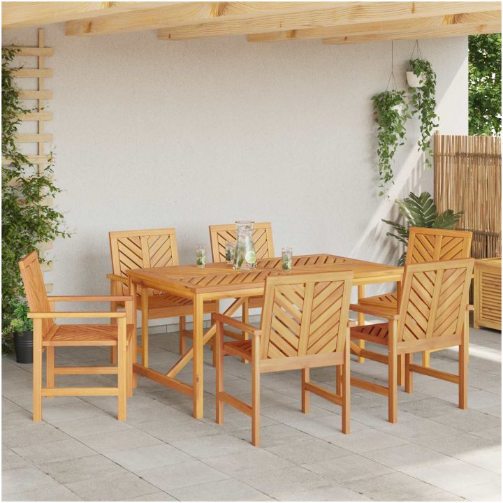 Trädgårdsmöbelset 6 pcs Brun assivt trä vidaXL Medium – bild 3