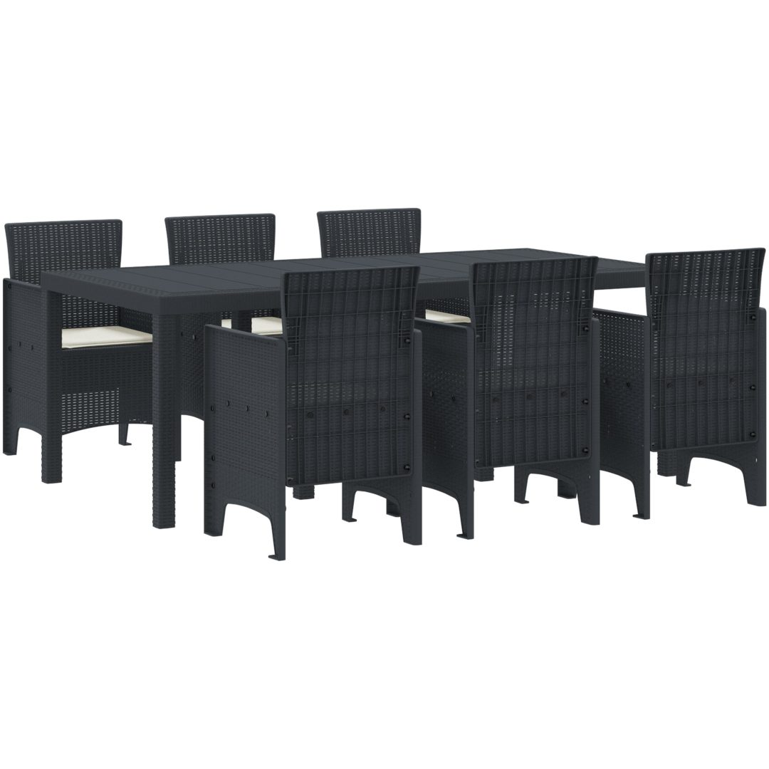 Trädgårdsmöbelset 7 pcs Antracit Polypropylen vidaXL 200 x 100 x 73 cm – bild 2