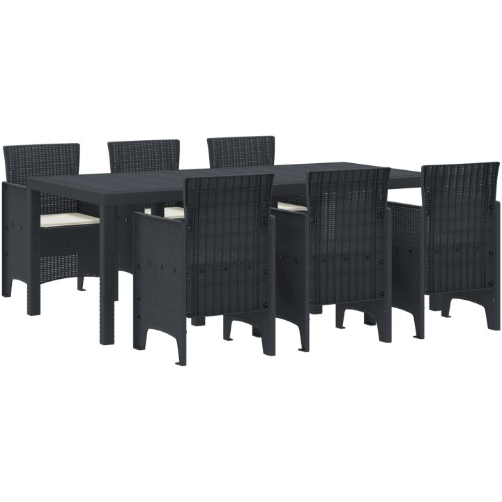 Trädgårdsmöbelset 7 pcs Antracit Polypropylen vidaXL 200 x 100 x 73 cm – bild 2