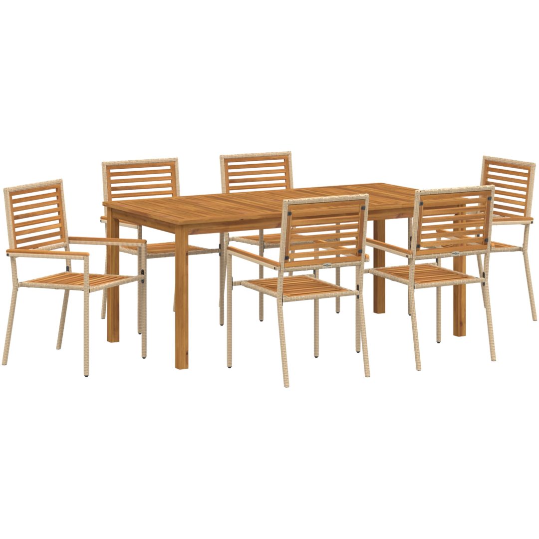 Trädgårdsmöbelset 7 pcs Beige Harts & Trä vidaXL 180 x 90 x 75 cm – bild 2