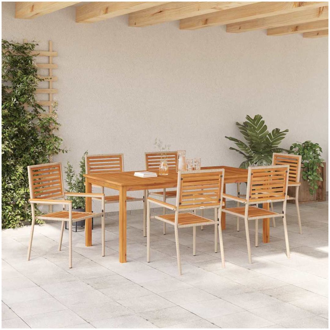 Trädgårdsmöbelset 7 pcs Beige Harts & Trä vidaXL 180 x 90 x 75 cm – bild 4