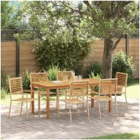 Trädgårdsmöbelset 7 pcs Beige Harts & Trä vidaXL