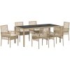 Trädgårdsmöbelset 7 pcs Beige Konstrotting vidaXL 190 x 90 x 75 cm – miniatyr 2