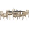 Trädgårdsmöbelset 7 pcs Beige Konstrotting vidaXL 190 x 90 x 75 cm – miniatyr 3
