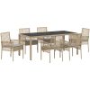 Trädgårdsmöbelset 7 pcs Beige vidaXL 190 x 90 x 75 cm – miniatyr 2