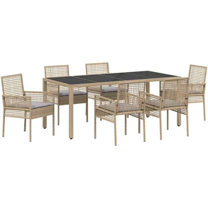Trädgårdsmöbelset 7 pcs Beige vidaXL 190 x 90 x 75 cm – bild 2