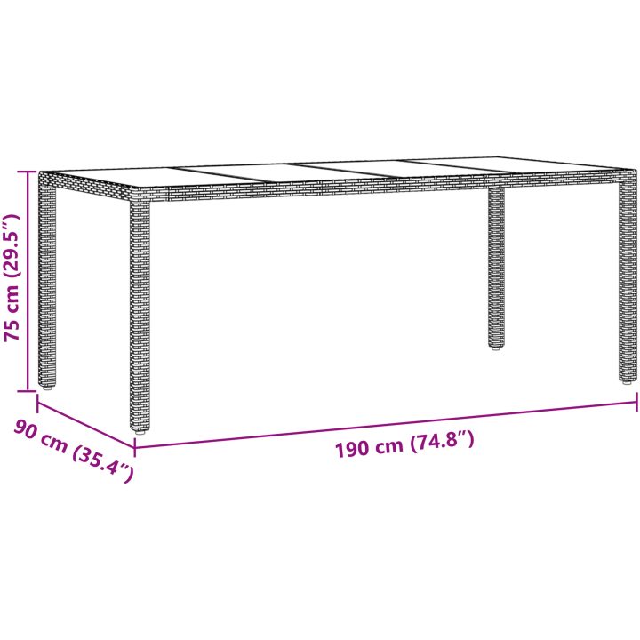 Trädgårdsmöbelset 7 pcs Beige vidaXL 190 x 90 x 75 cm – bild 11