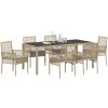 Trädgårdsmöbelset 7 pcs Beige vidaXL 190 x 90 x 75 cm – miniatyr 3