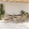 Trädgårdsmöbelset 7 pcs Beige vidaXL 190 x 90 x 75 cm – miniatyr 4