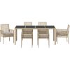 Trädgårdsmöbelset 7 pcs Beige vidaXL 190 x 90 x 75 cm – miniatyr 7