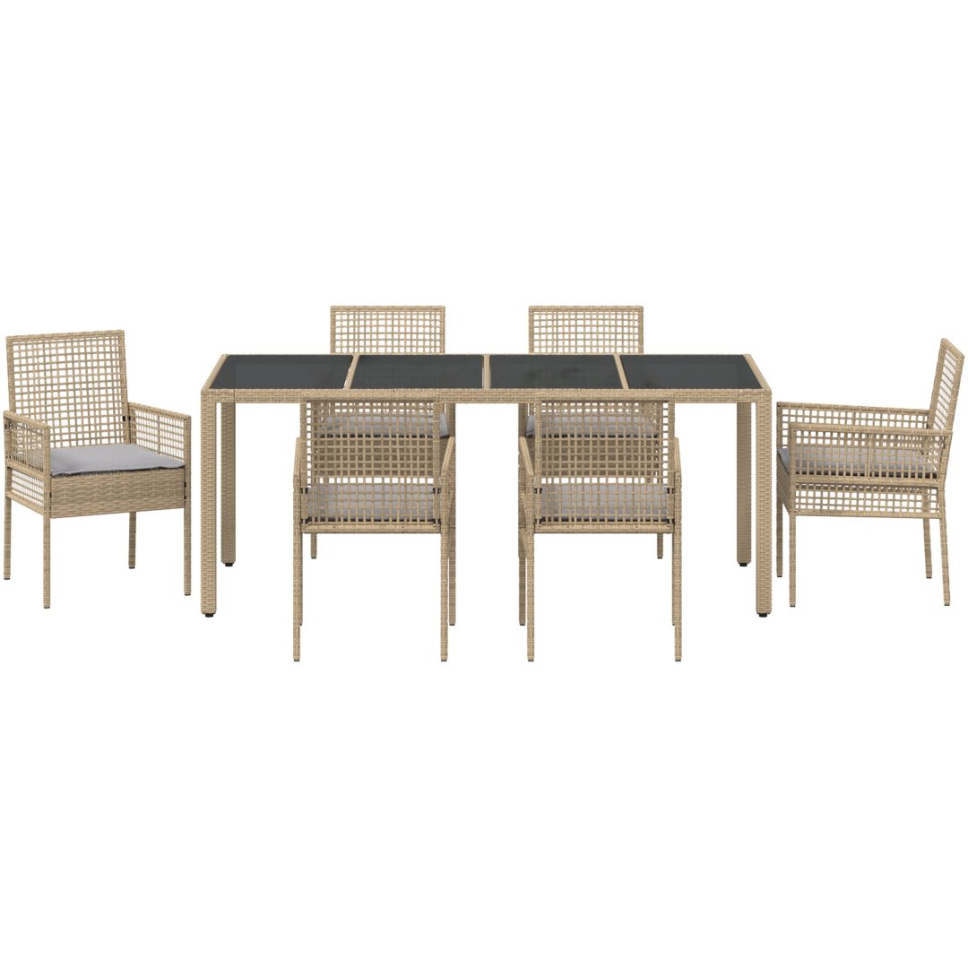 Trädgårdsmöbelset 7 pcs Beige vidaXL 190 x 90 x 75 cm – bild 7