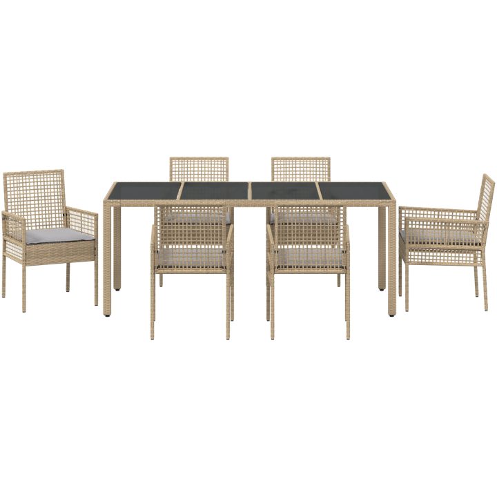 Trädgårdsmöbelset 7 pcs Beige vidaXL 190 x 90 x 75 cm – bild 7