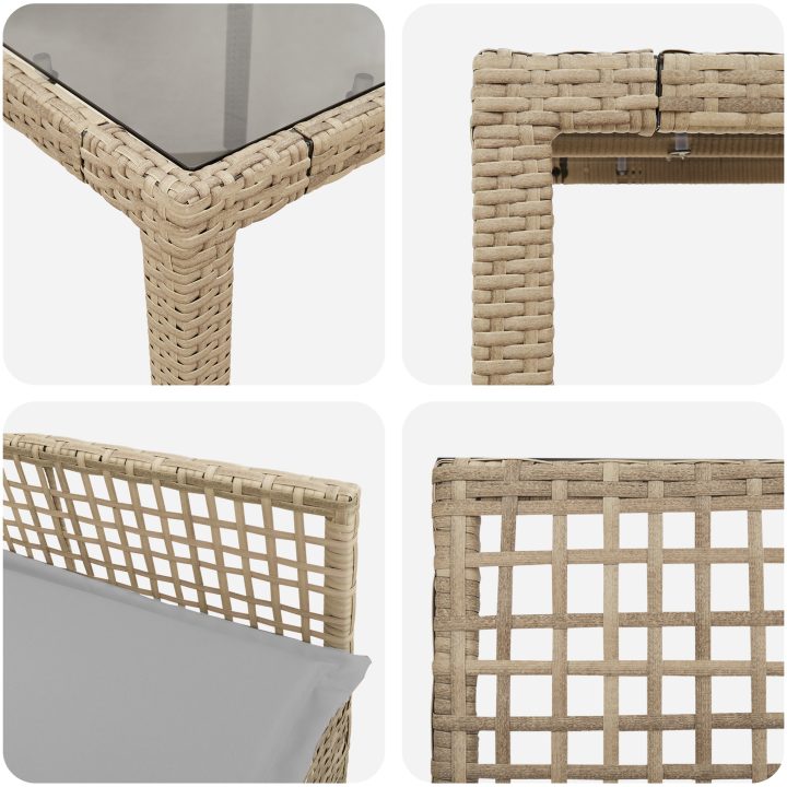 Trädgårdsmöbelset 7 pcs Beige vidaXL 190 x 90 x 75 cm – bild 9