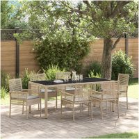 Trädgårdsmöbelset 7 pcs Beige vidaXL