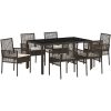 Trädgårdsmöbelset 7 pcs Brun Konstrotting vidaXL 150 x 90 x 75 cm – miniatyr 2