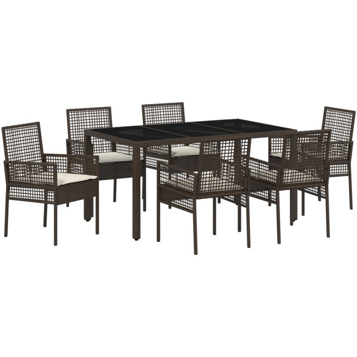 Trädgårdsmöbelset 7 pcs Brun Konstrotting vidaXL 150 x 90 x 75 cm – bild 2