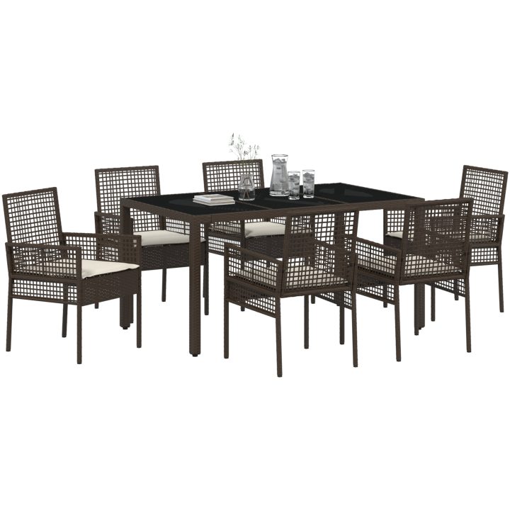 Trädgårdsmöbelset 7 pcs Brun Konstrotting vidaXL 150 x 90 x 75 cm – bild 3