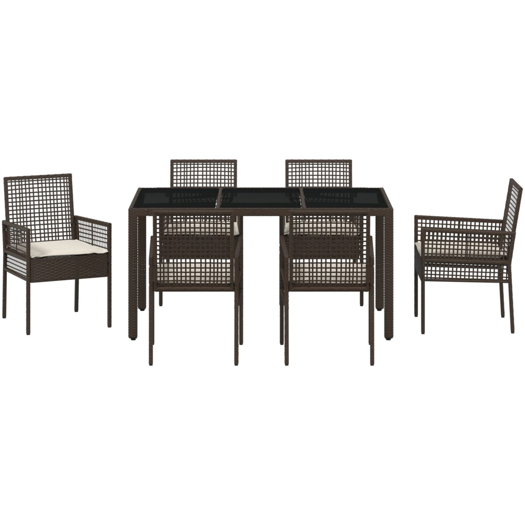 Trädgårdsmöbelset 7 pcs Brun Konstrotting vidaXL 150 x 90 x 75 cm – bild 7