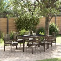 Trädgårdsmöbelset 7 pcs Brun Konstrotting vidaXL