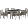 Trädgårdsmöbelset 7 pcs Grå Konstrotting vidaXL 150 x 90 x 75 cm – miniatyr 2