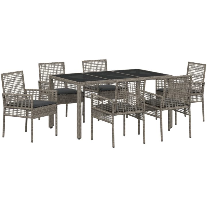 Trädgårdsmöbelset 7 pcs Grå Konstrotting vidaXL 150 x 90 x 75 cm – bild 2