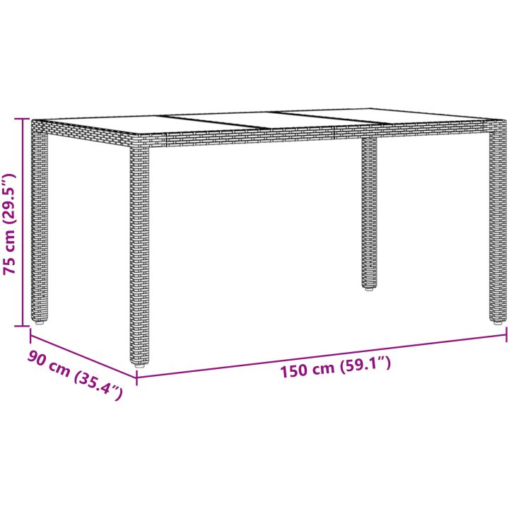 Trädgårdsmöbelset 7 pcs Grå Konstrotting vidaXL 150 x 90 x 75 cm – bild 11