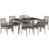 Trädgårdsmöbelset 7 pcs Grå Konstrotting vidaXL 150 x 90 x 75 cm – miniatyr 3