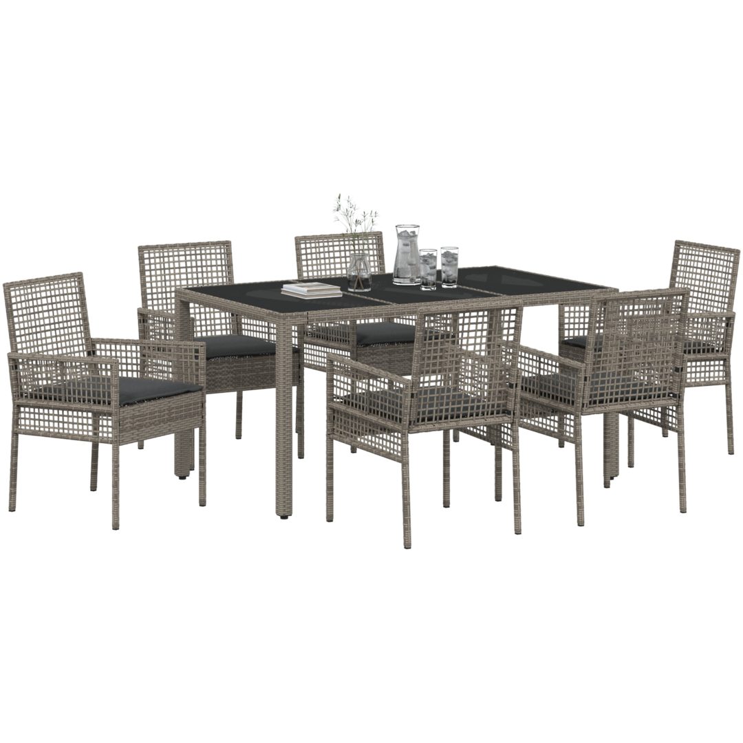 Trädgårdsmöbelset 7 pcs Grå Konstrotting vidaXL 150 x 90 x 75 cm – bild 3